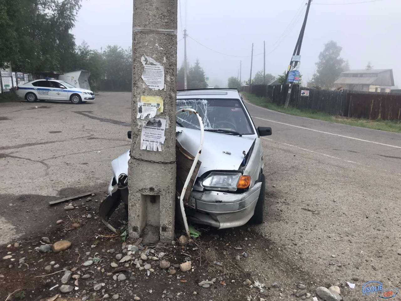 В Усольском районе отечественный авто врезался в столб