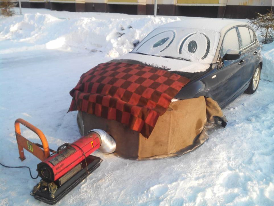 Как усольчане во время морозов отогревают свои автомобили