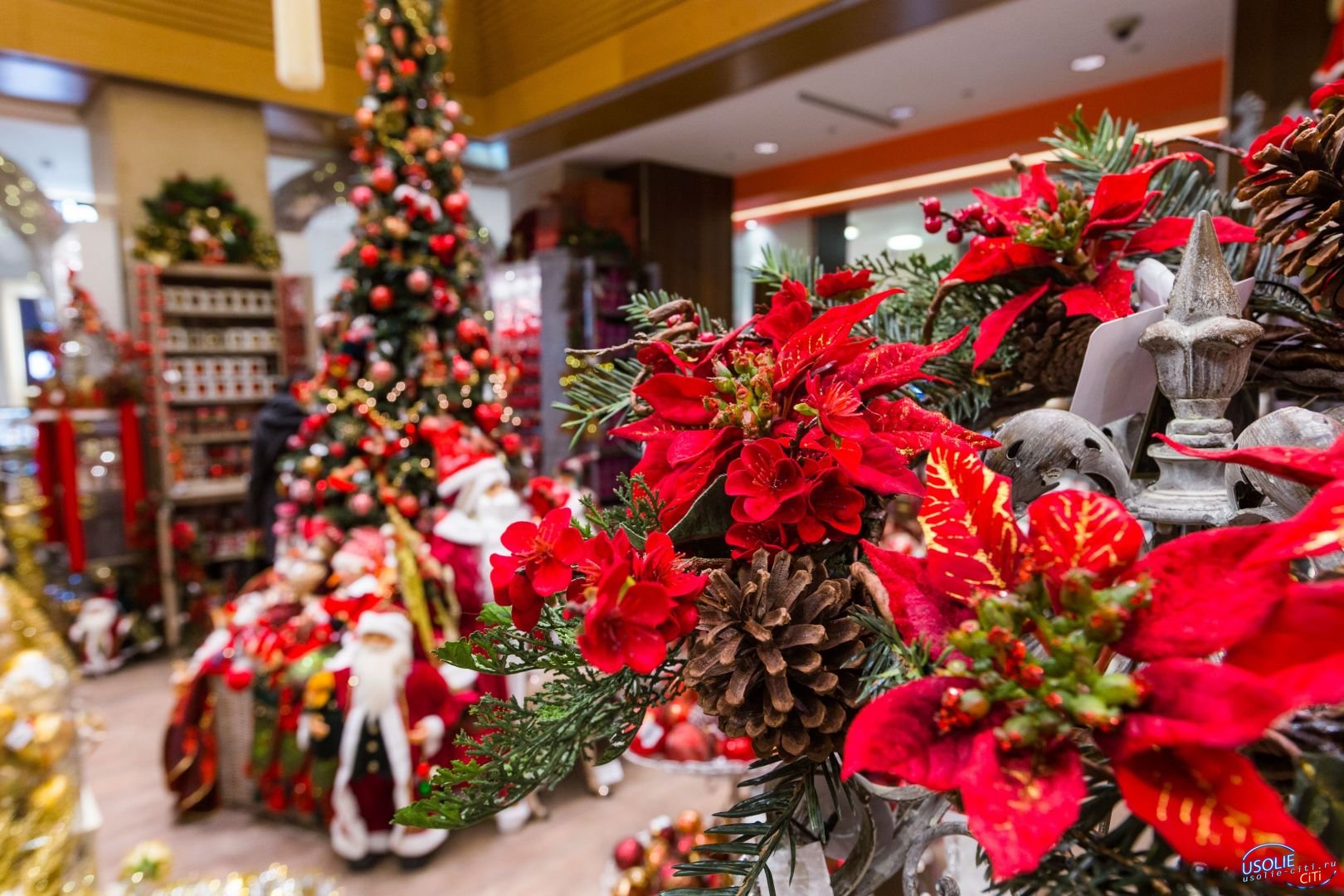 Купить перед новым годом. Украшение магазина на новый год. Новогодний декор цветочного магазина. Рождественское украшение магазинов. Украсить магазин к новому году.